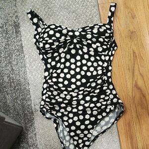 Elegant Black and White Floral One Piece Swimsuit